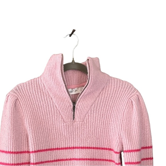 RD Style Ribbed Half-Zip Sweater Striped Pullover Knit Pink S cozy winter chic - Picture 2 of 12
